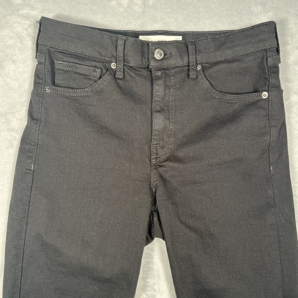 Topshop Jamie Women's Black‎ Distressed Denim High Rise Skinny Jeans Size 28 P - Picture 4 of 7